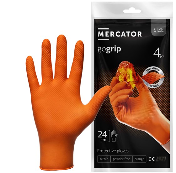 Jednokratne nitrilne rukavice Mercator GoGrip Pro narandžaste
