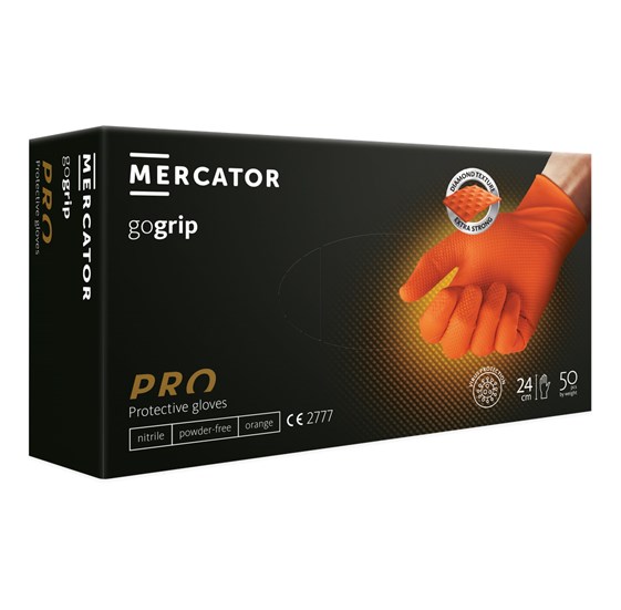 Jednokratne nitrilne rukavice MERCATOR GOGRIP PRO narandžaste bez pudera

